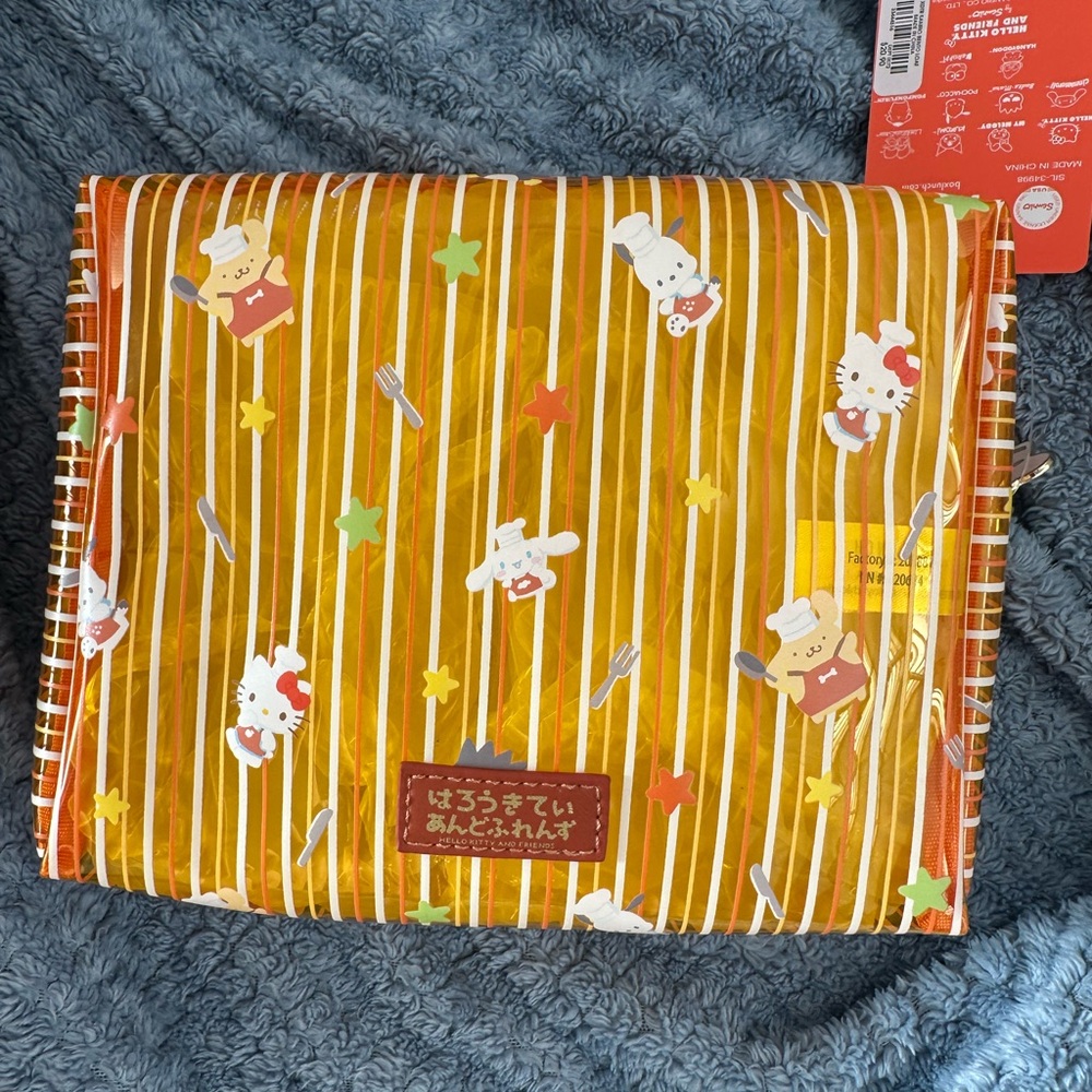 Sanrio Orange Striped Cosmetic Bag with Chef Characters - Picture 2 of 5